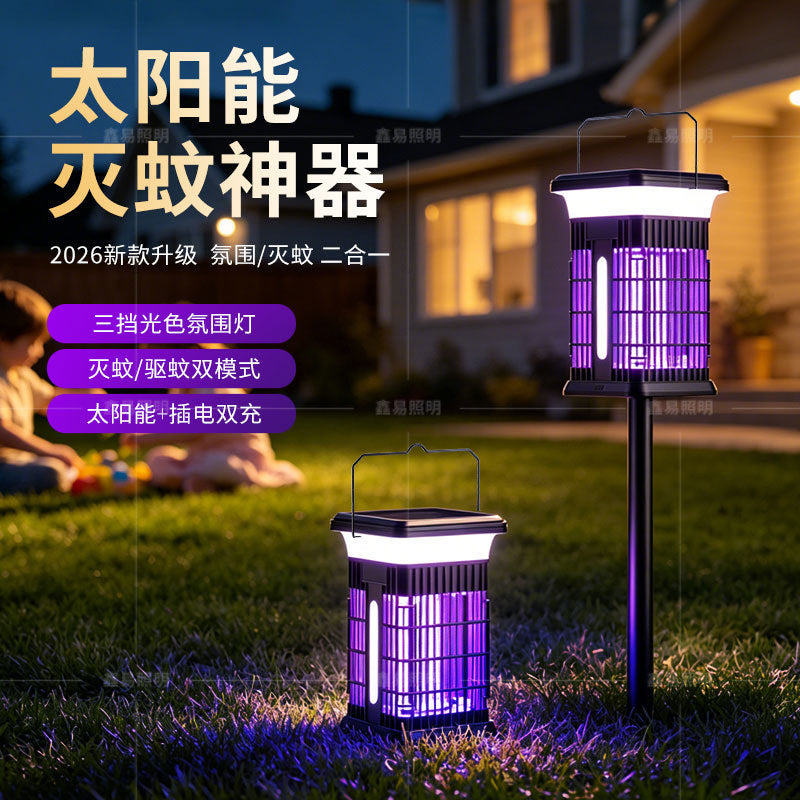 Solar Powered Mosquito Killer Lamp with Dual Mode Pest Repellent for Outdoor Garden and Lawn