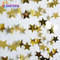 Double-Sided Black and Gold Star Garland for Party Decorations