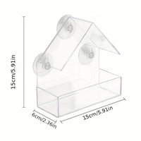 Acrylic Window Bird Feeder with Suction Cups, Clear Hanging Bird Cage for Hummingbirds and Small Birds
