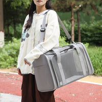 Portable Breathable Pet Carrier for Cats and Small Dogs, Foldable Travel Crate with Large Space