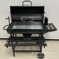 Outdoor Charcoal BBQ Grill with Electric Rotisserie for Patio Villa, American Style Smoker Grill for 5 People