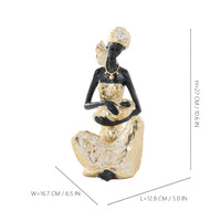 African Mother and Child Resin Sculpture - Vintage Craft Ornament for Home Decor