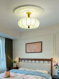 French Vintage Fabric Ceiling Lamp for Living Room Bedroom Study