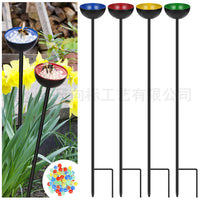 Metal Bee Water Feeder Station with Colorful Butterfly Bath Bowl for Outdoor Garden Decor