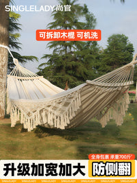 Fringed Hammock with Anti-Tip Design, Portable for Indoor/Outdoor Use, Double Person Capacity
