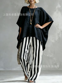 Women's Batwing Sleeve T-Shirt and Cape Top Set