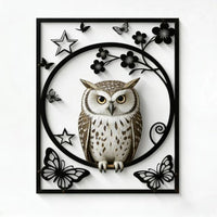 Owl Silhouette Metal Wall Art Decor for Living Room Bedroom