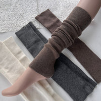 Wool Cashmere Blend Leg Warmers for Women - Solid Color Over-the-Knee Yoga Socks