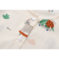 Kids' Cartoon Print 100% Cotton Pajama Set Long Sleeve Button-Down Top and Pants