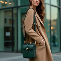 Retro PU Leather Crossbody Messenger Bag for Women - Casual Shoulder Handbag with Phone Pocket