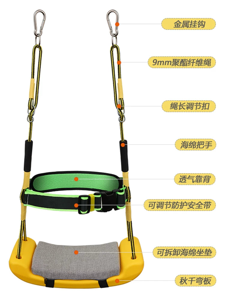 Kids Indoor/Outdoor Swing Chair for Balcony Bedroom Yard - Punch-Free Lever Design