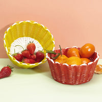 Plastic Woven Storage Basket for Desktop, Snacks, Fruit, and Cosmetics