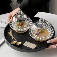 Glass Bird's Nest Stew Bowl with Lid, Transparent Dessert and Soup Bowl Set