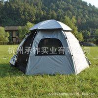 3-in-1 Waterproof UV Protection Double-Layer Hexagonal Tent for 6 Person Outdoor Camping