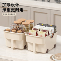 Kitchen Storage Box with Wheels and Handle for Spices, Toys, and Sundries, Cabinet Pot Lid Organizer