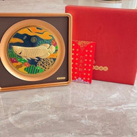 Golden Dragon Fish Gold Foil Art Ornament for Office and Home Decor