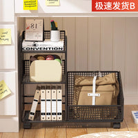 Under-Desk Rolling Storage Cart with Shelves for Books and Bags
