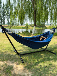 Portable Canvas Hammock with Detachable Spreader Bar, Duckbill Buckles, and Carry Bag for Indoor/Outdoor Use