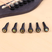 Ebony Acoustic Guitar Bridge Pins with Shell Inlay