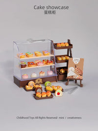Miniature Cake Shop Display Cabinet Play Food Set for Kids