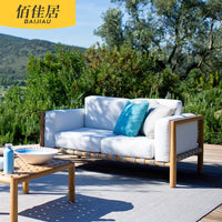 Outdoor Nordic Rattan Sofa for Patio Garden, Modern Minimalist Design