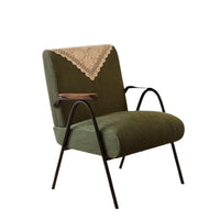 Retro Velvet Armchair with Black Legs for Living Room Bedroom