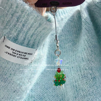 Christmas Tree Crystal Beaded Phone Lanyard Keychain Bag Charm