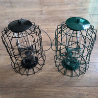 Hanging Metal Bird Feeder with Squirrel-Proof Cage for Outdoor Use