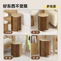 Foot Pedal Trash Can with Lid, Odor Isolation, Wood Grain Retro Style, for Home Kitchen Office