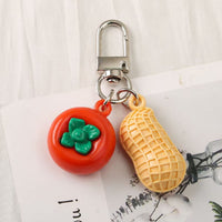 Good Fortune Keychain Pendant - Simulated Persimmon & Peanut Charms for Bags, Gifts