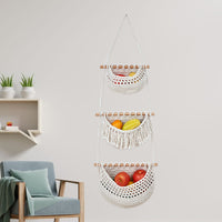 3-Tier Handwoven Fruit Hammock Wall Hanging Storage Basket