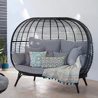Outdoor Patio Woven Rattan Bird's Nest Daybed Sofa for Garden Balcony