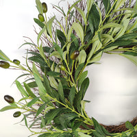 Artificial Olive Wreath with Berries for Home Decor