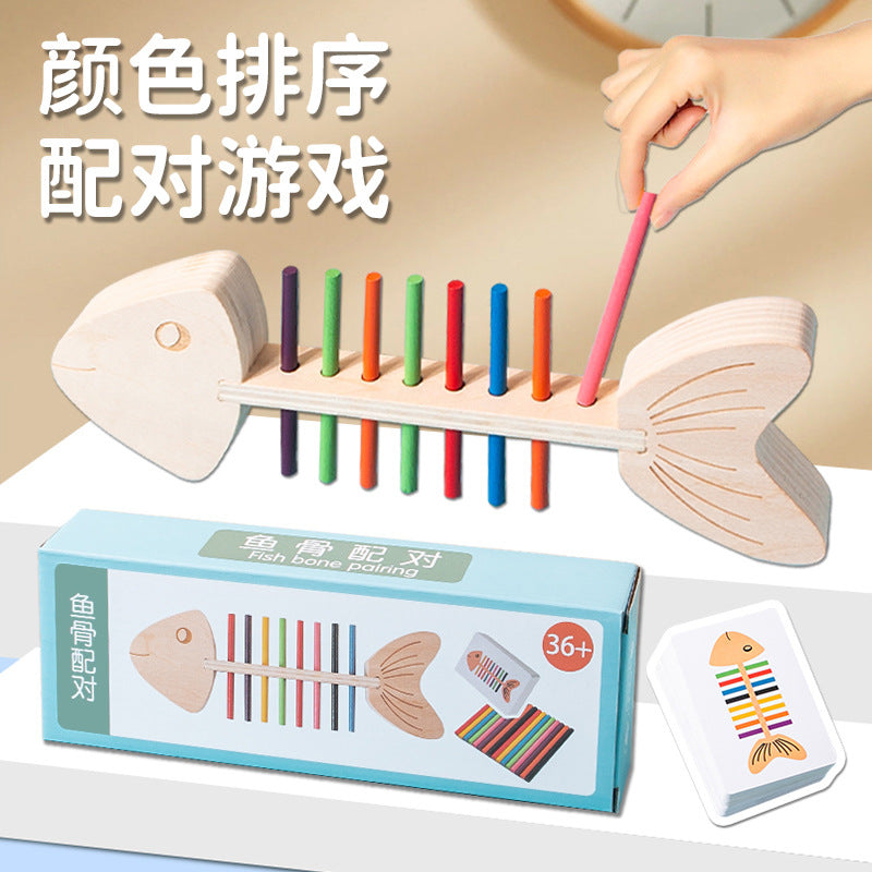 Montessori Fishbone Matching Game for Kids, Early Education Fine Motor Skill Training Toy, Cognitive Development Puzzle for Toddlers