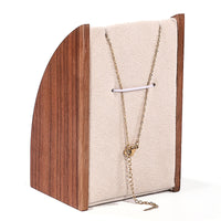 Walnut Wood Curved Necklace Display Stand Set for Pendants and Jewelry