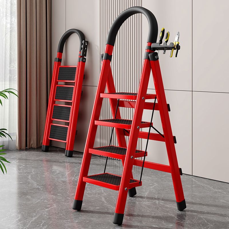 Foldable Carbon Steel A-Frame Ladder, Portable Multi-functional Telescopic Step Stool for Home and Indoor Use