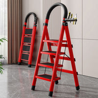 Foldable Carbon Steel A-Frame Ladder, Portable Multi-functional Telescopic Step Stool for Home and Indoor Use