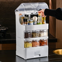 Multi-layer Dustproof Seasoning Storage Rack with Lid for Kitchen Countertop