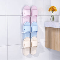 Wall-Mounted Slipper Rack with Drainage for Bathroom, Punch-Free Storage Organizer