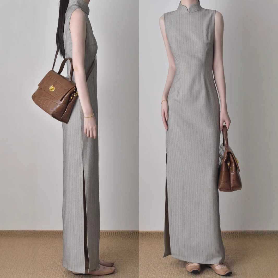 New Chinese Style Cheongsam Dress with Slimming Waist for Summer