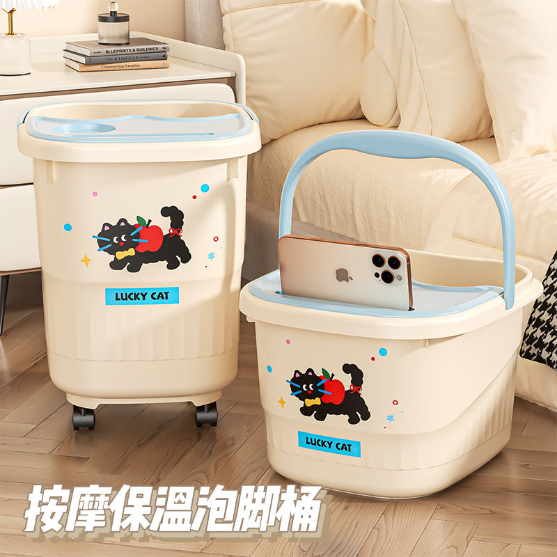 Portable Thickened Foot Spa Tub with Rollers and Massage Function for Home Use