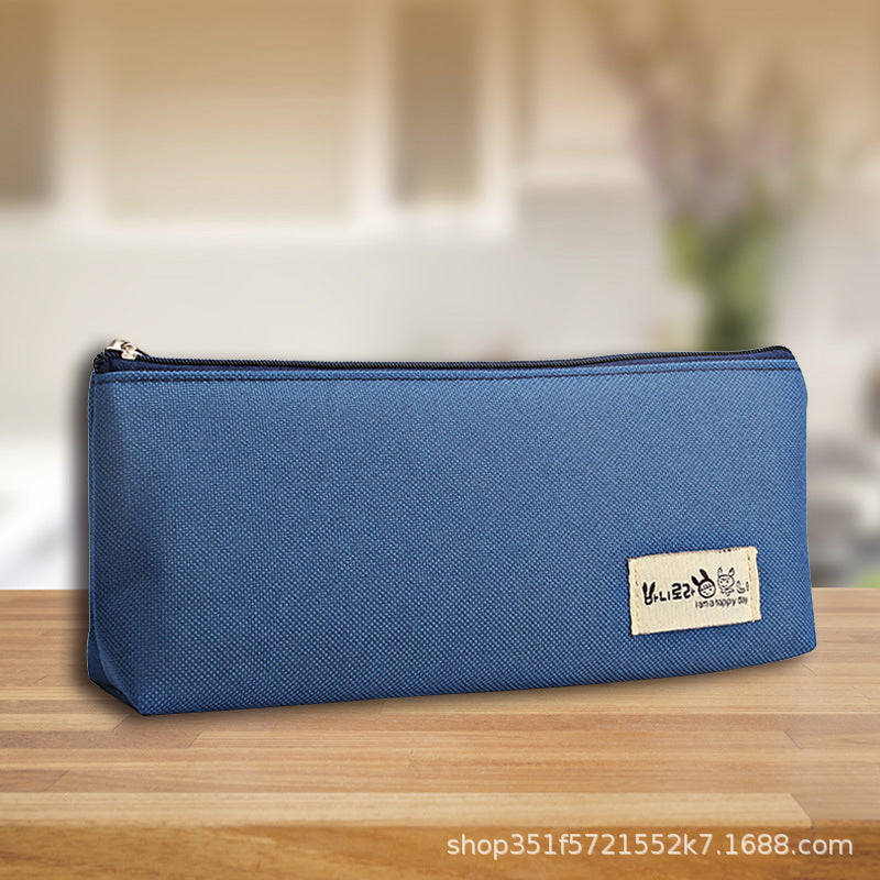 Extended Canvas Pencil Case, Simple Lightweight Fashion Solid Color Dirt-Resistant Stationery Bag for Boys, Large Capacity Student Pencil Box
