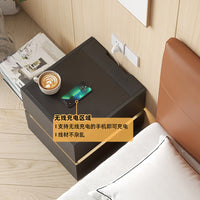 Minimalist Smart Nightstand with Wireless Charging and Ambient Light, 2-Drawer Bedroom Storage Cabinet