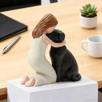 Resin Girl Hugging Dog Sculpture Series Home Desktop Crafts Kneeling Girl Ornament