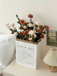 Artificial Rose Bouquet with Paper Bag - French Style Faux Flowers for Home Decor & Photography Props