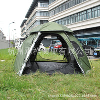 3-in-1 Waterproof UV Protection Double-Layer Hexagonal Tent for 6 People, Family Camping & Party Tent