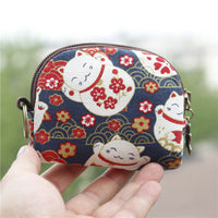 Cute Shell Coin Purse for Women, Japanese Style Small Fabric Pouch for Coins and Small Items