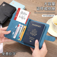 Multi-Card PU Passport Holder with Buckle Closure