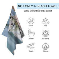 Snow Leopard Mountain Animal Quick Dry Beach Towel for Travel, Pool, Yoga, Gym, Sports
