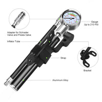 Bicycle Repair Kit with Tire Patch Tools, Pump, and Pressure Gauge for Mountain Bikes